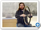 Josh Martin demonstrates the human gyroscope.