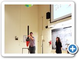 27 Nik Huntoon and Amy Soudachanh demonstrating Bernoulli effect with a beach ball and a leaf blower