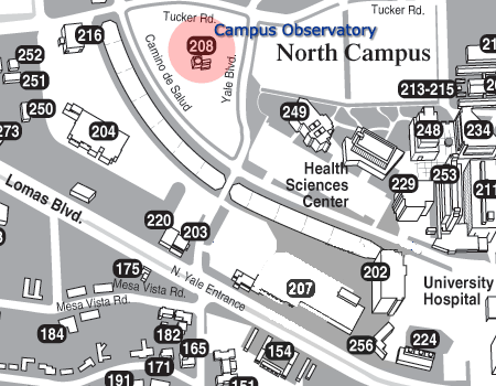 Map of Physics and Astronomy Department building and the Campus Observatory
