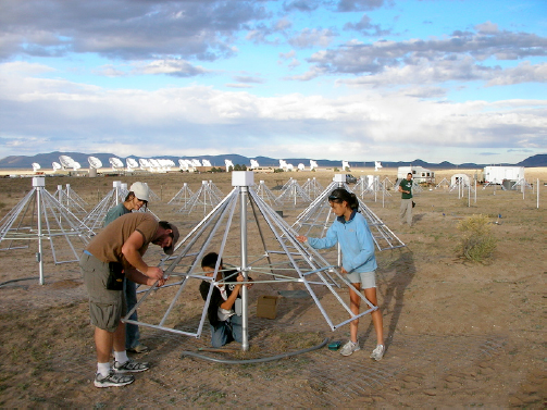 Staff and students build an LWA1 antenna