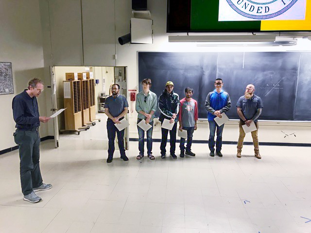 Chair Rand and students at the Spring 2019 Honors program in Regener Hall