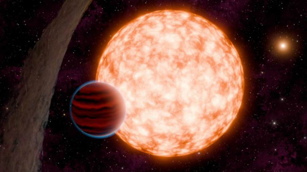 A depiction of an exoplanet