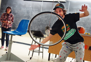 Undergraduate students put on the Annual Physics Demo Show in Fall and Spring