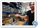 Undergrad student Nicholas Rajen, a McNair scholar, building a new demo Electron Microscope (Schwoebel)